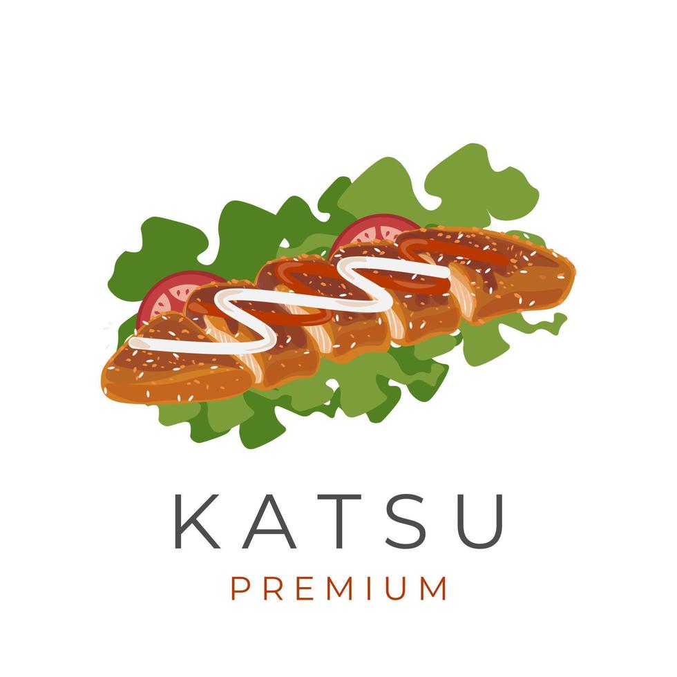 logotipo de ilustración vectorial katsu con verduras frescas vector