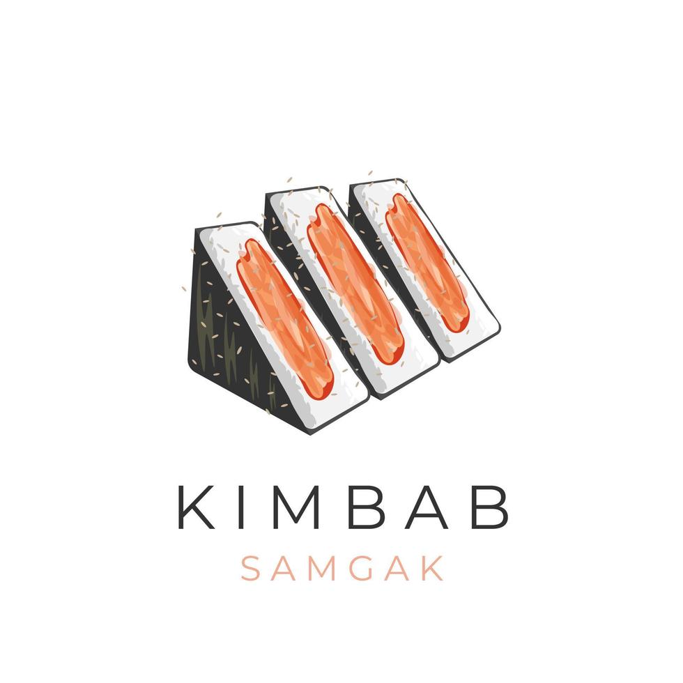 delicioso samgak gimbap kimbap ilustración logo vector