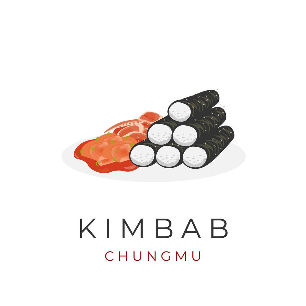 kimbap gimbab chungmu logotipo de ilustración vectorial vector