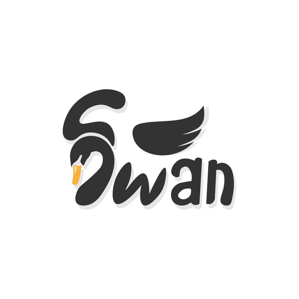 Abstract shape illustration logo forming swan writing vector