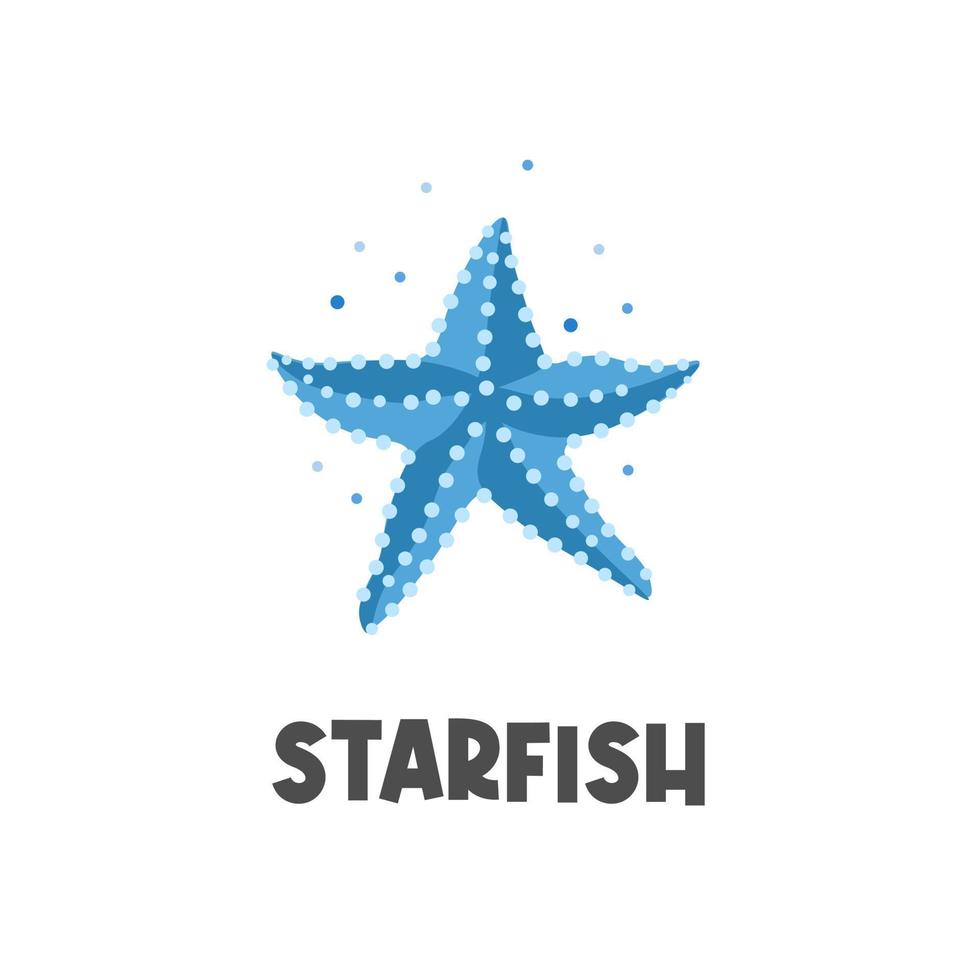 Blue starfish vector illustration logo