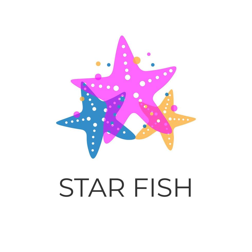 Starfish illustration logo with overlapping colors vector