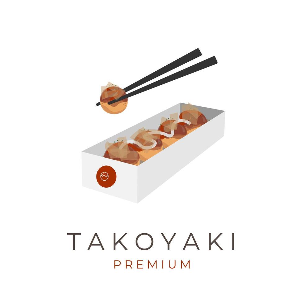 takoyaki comida rápida comida callejera japonesa vector ilustración logo