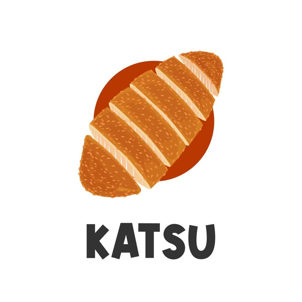 logotipo de ilustración de vector de katsu frito crujiente