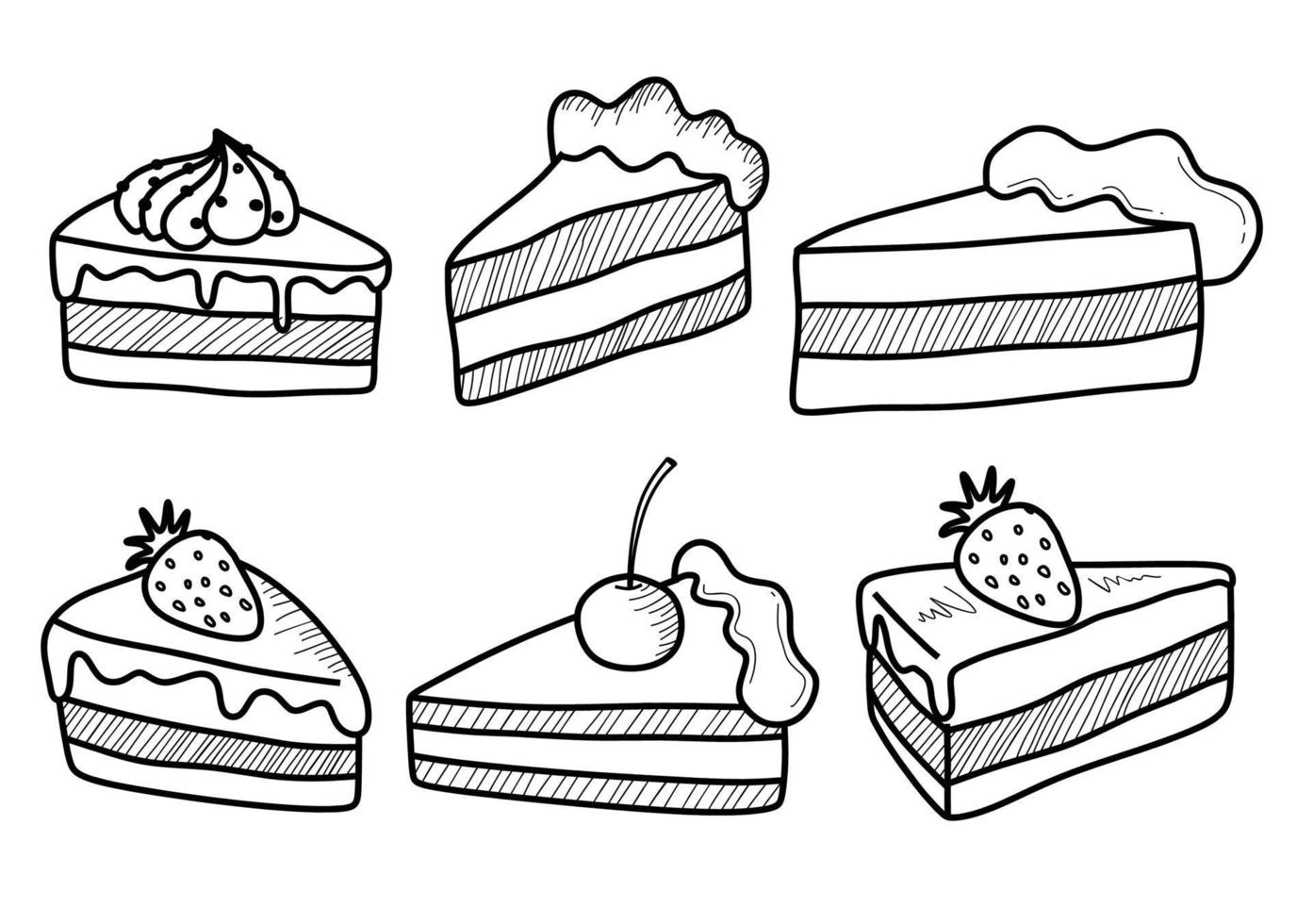 Set of Hand Drawn Doodle cake. vector