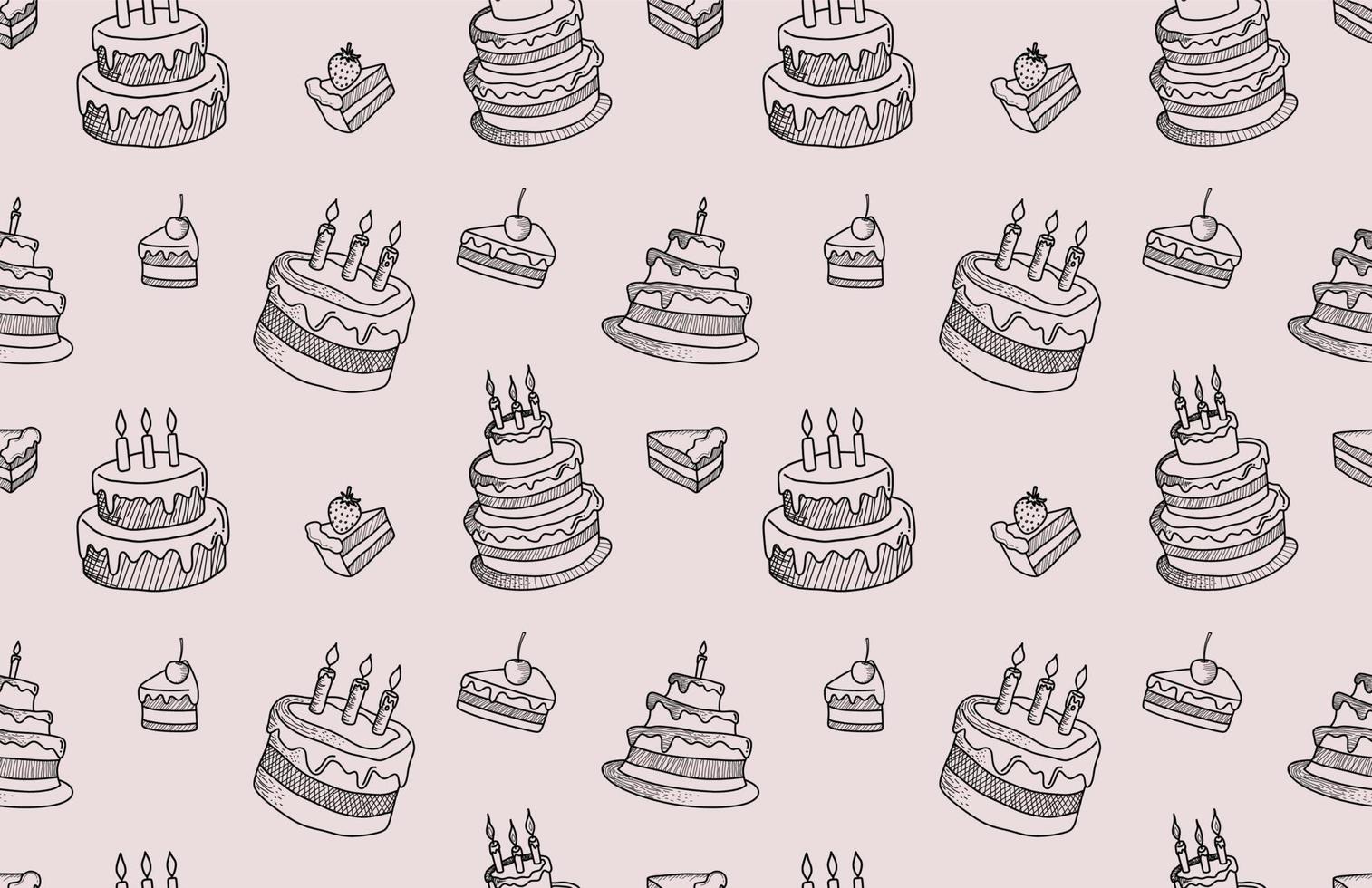 cute doodle cake seamless pattern. vector