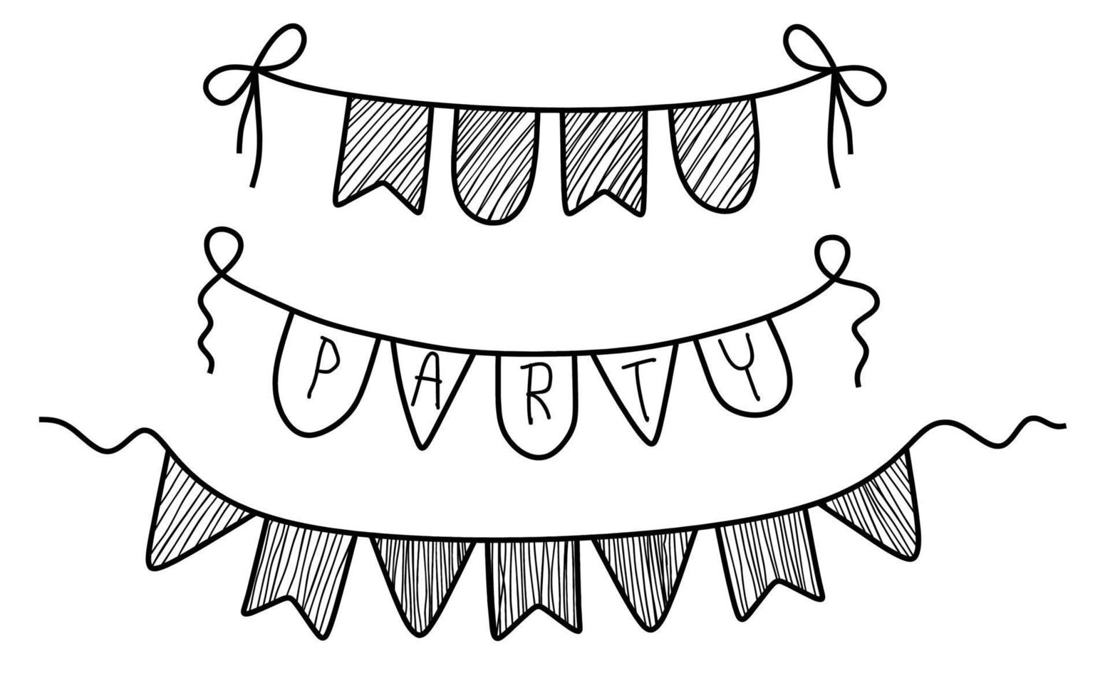 Set of Hand Drawn Doodle Bunting. vector