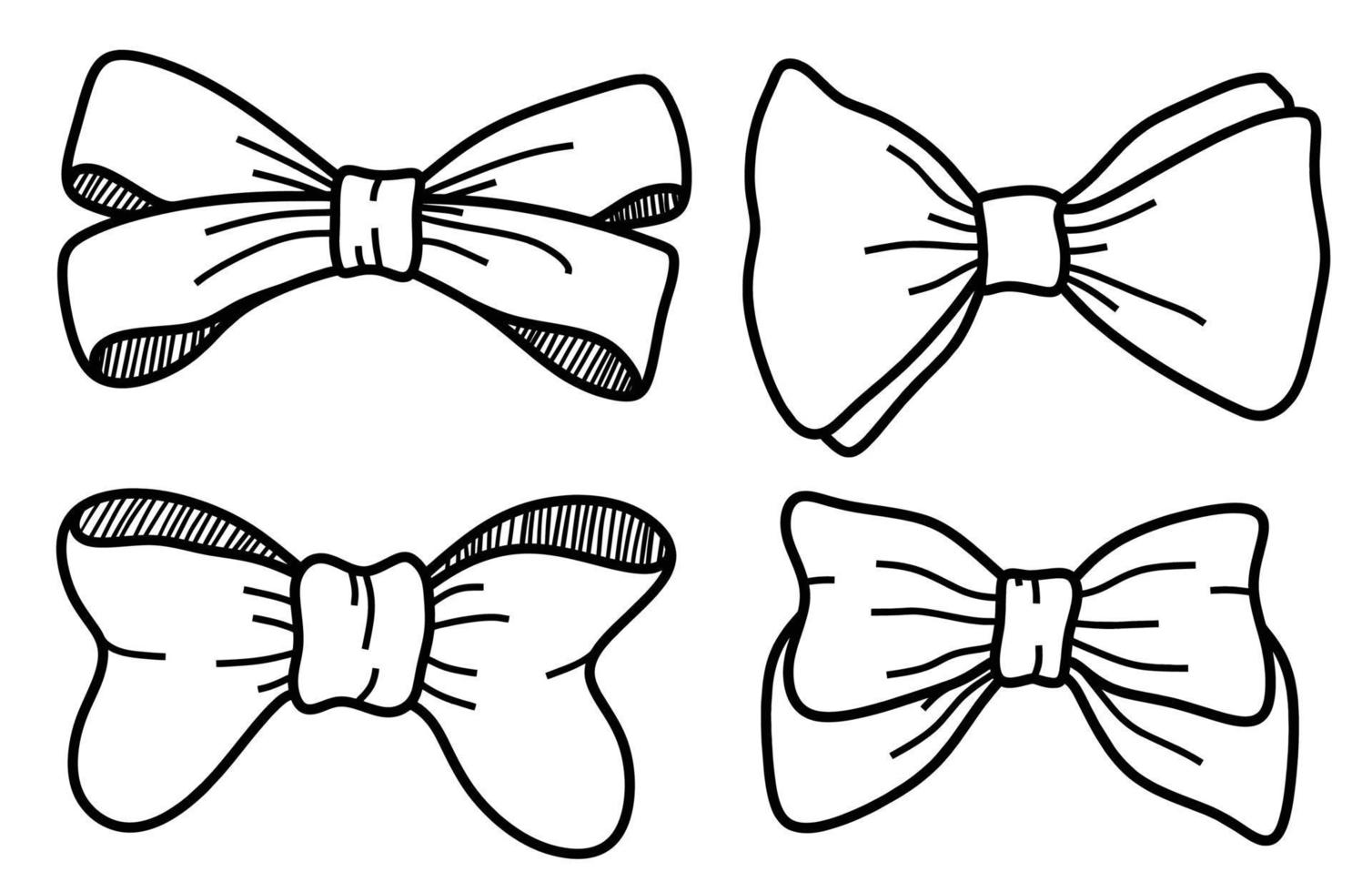 Set of Hand Drawn Doodle bow. vector