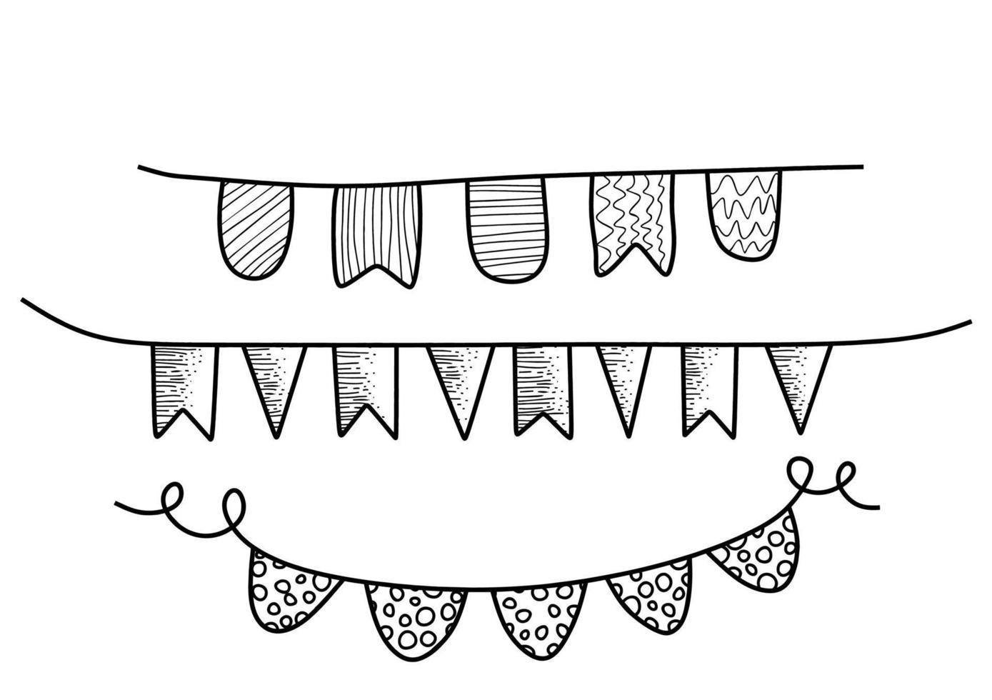 Set of Hand Drawn Doodle Bunting. vector