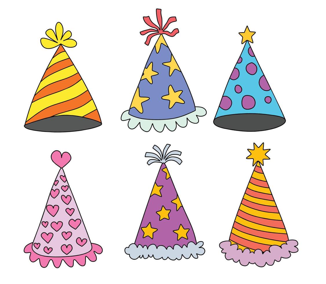 colored hat for party celebration birthday set template. vector - illustration