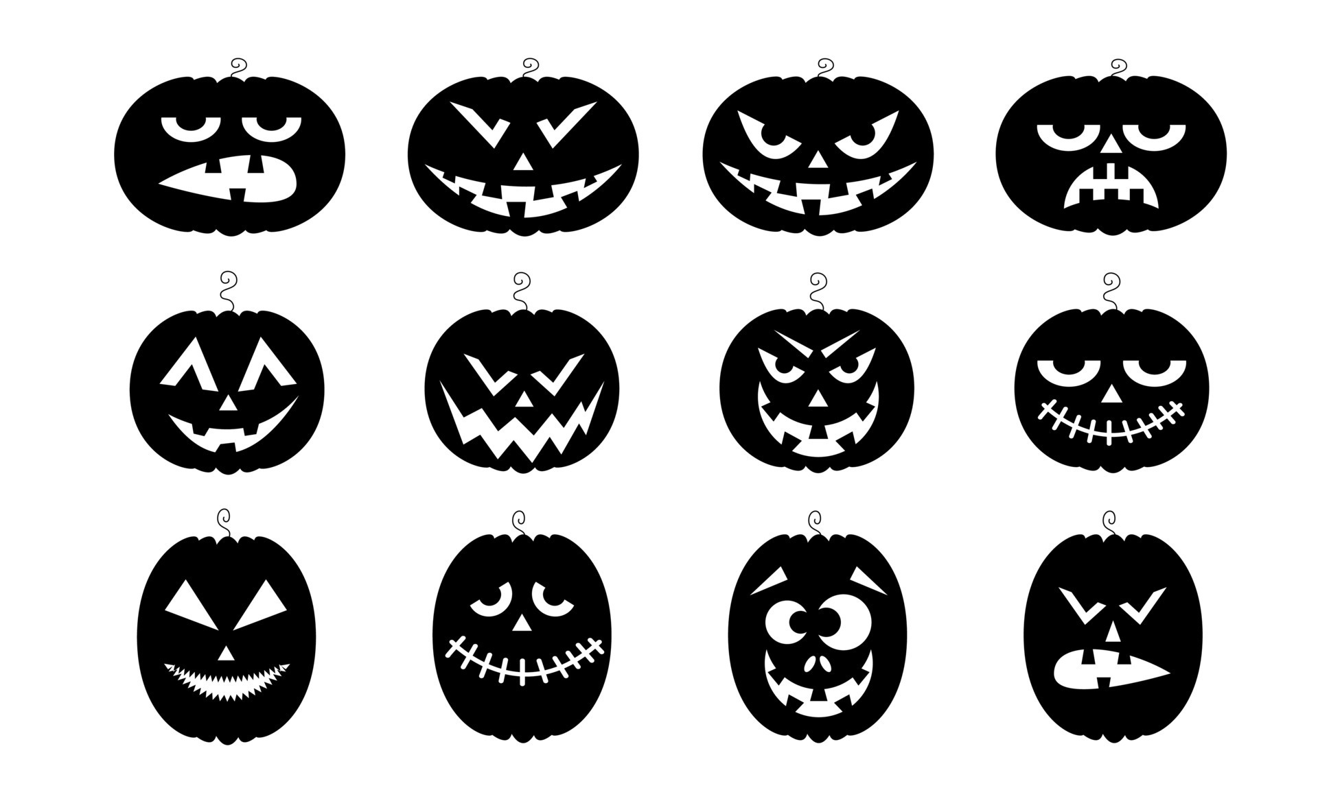 Set of silhouette pumpkins for Halloween isolated on white background ...