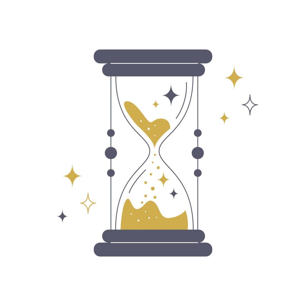 reloj de arena místico mágico sobre un fondo blanco. ilustración de stock vectorial. vector