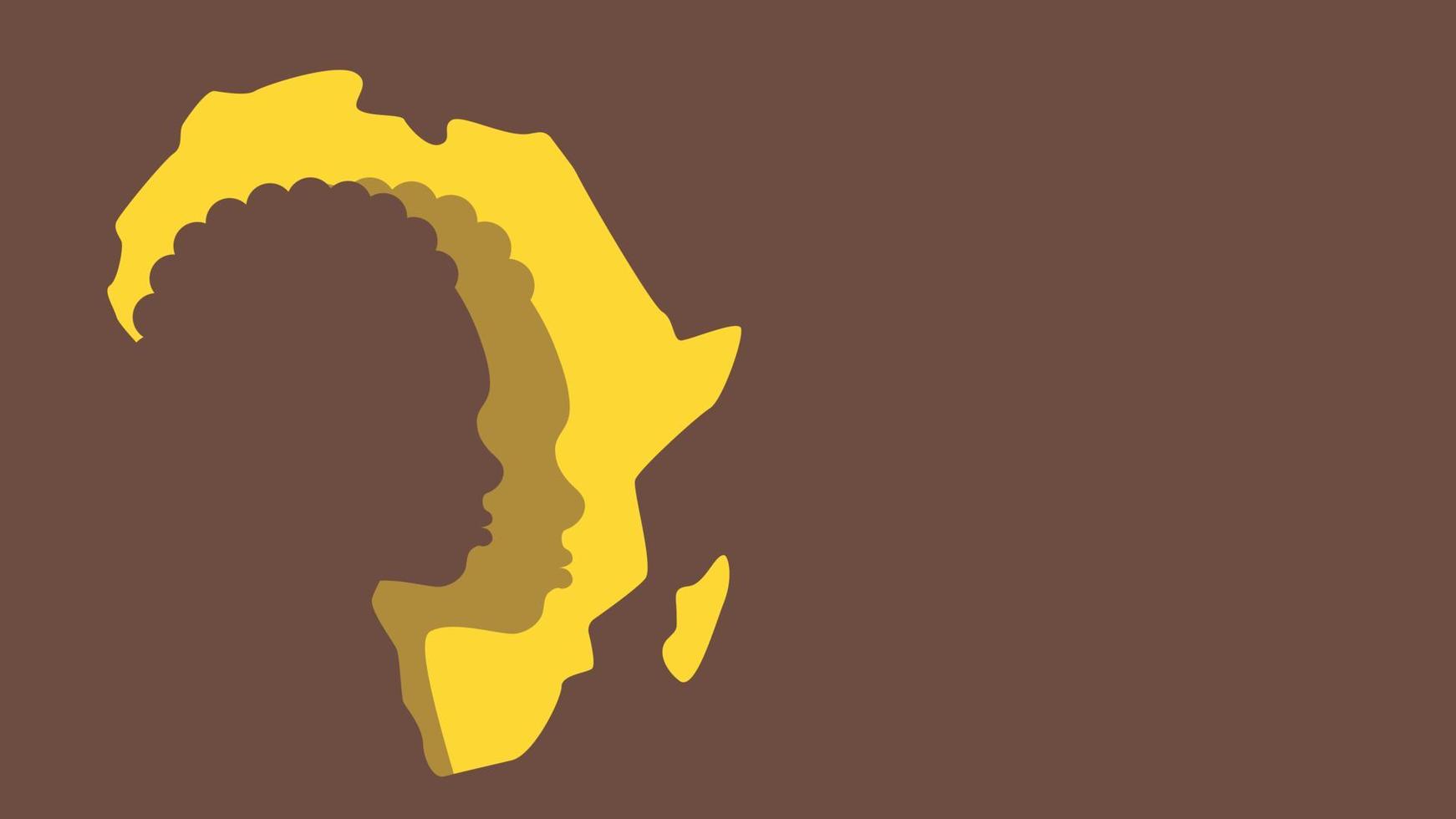 Silhouette of children on the background of the mainland Africa banner with copy space. African childrens day concept. Vector stock illustration.