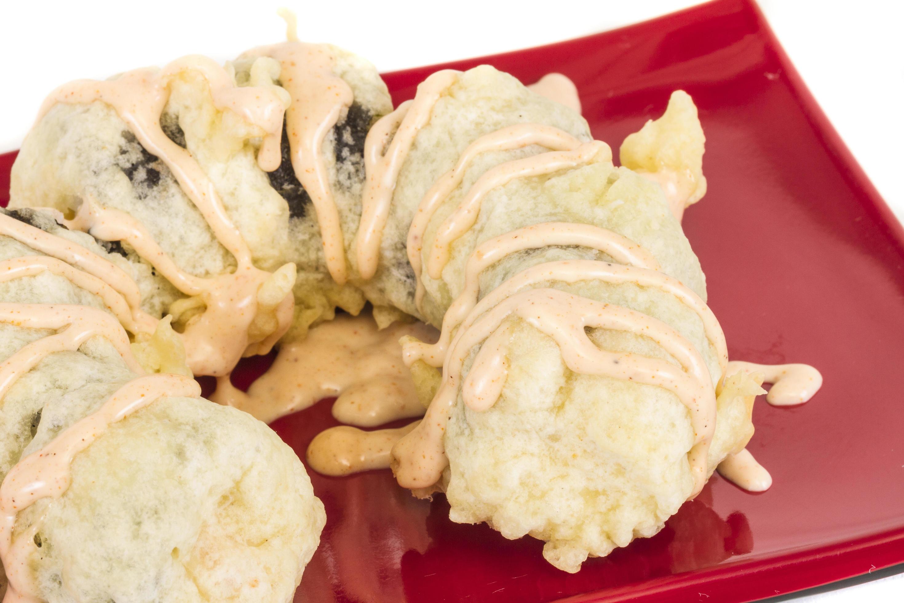 Japanese Cuisine Tempura Maki Sushi Deep Fried Roll made of salmon