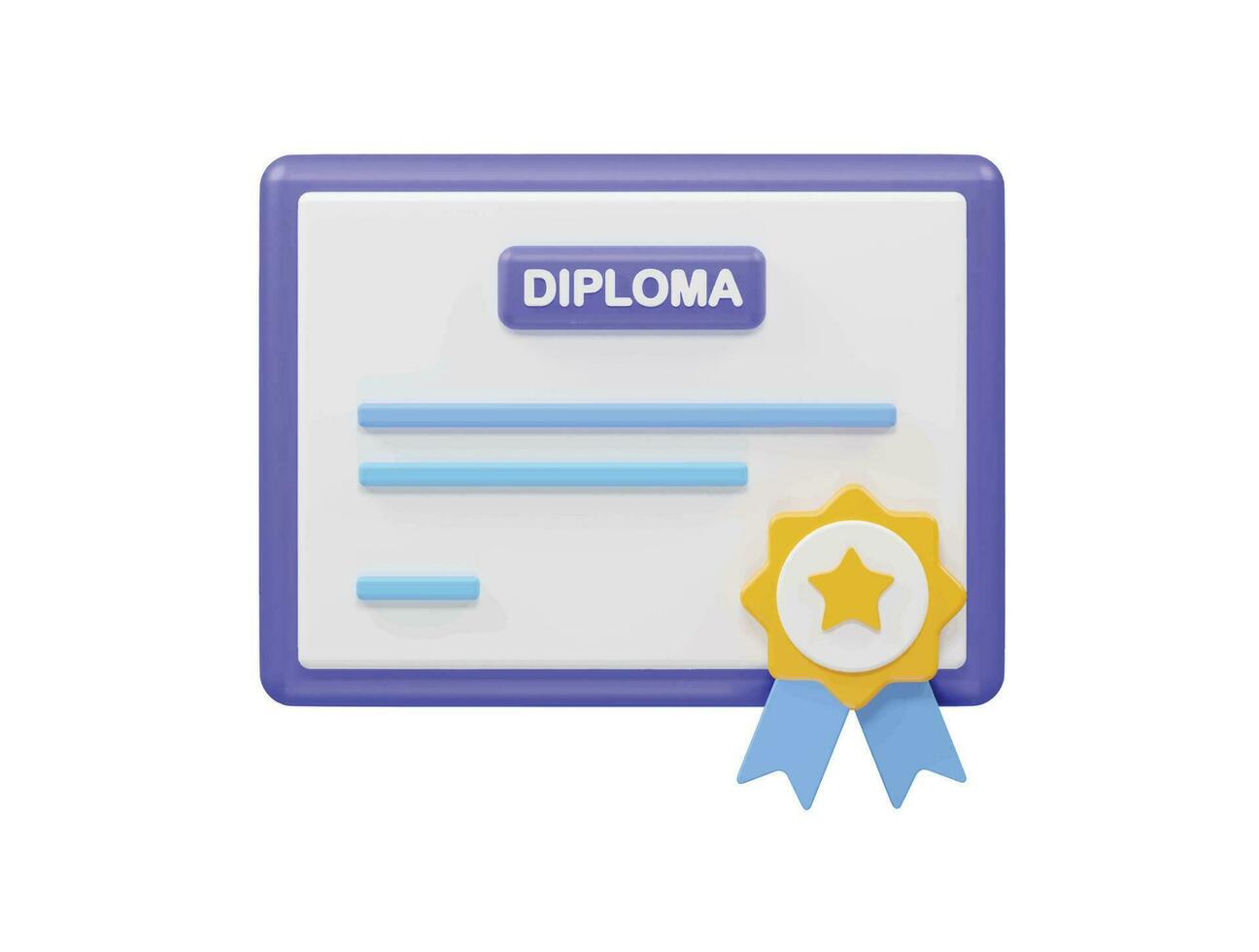 Certificate icon 3d element render vector