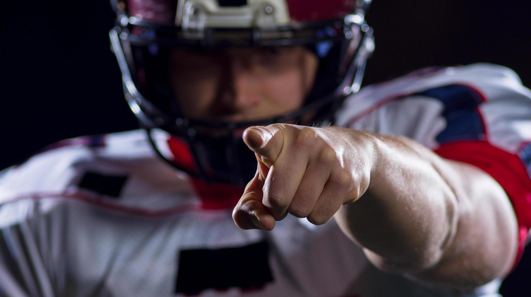 portrait of confident American football player photo