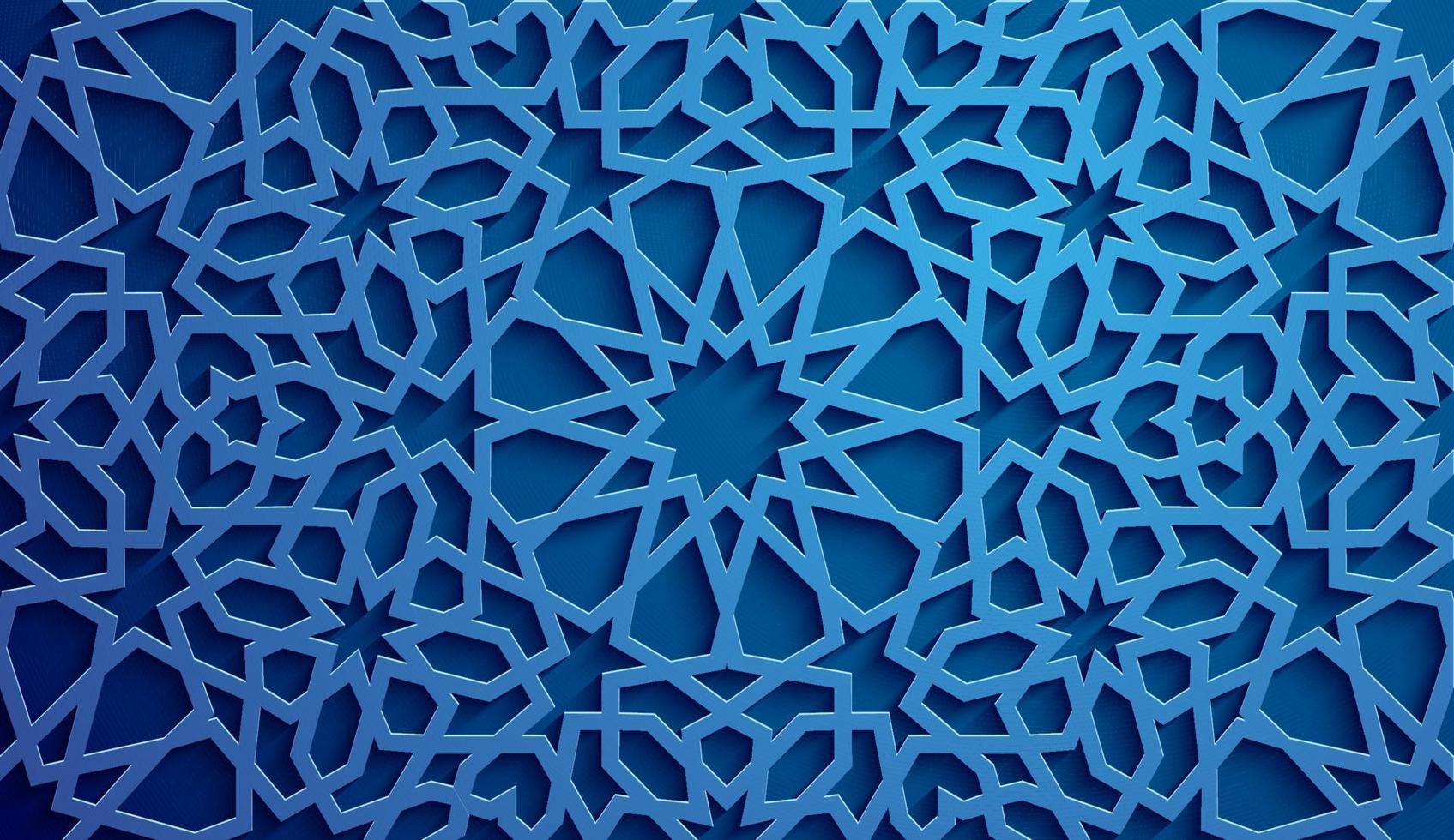 vector de ornamento islámico, motivo persa. Elementos de patrón redondo islámico de ramadán 3d. vector de símbolo árabe ornamental circular geométrico. fondo azul