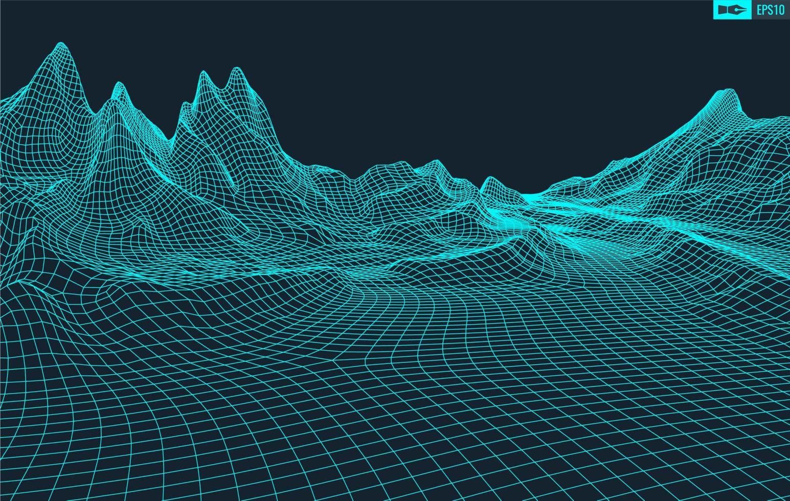 3d estructura alámbrica terreno gran angular eps10 vector