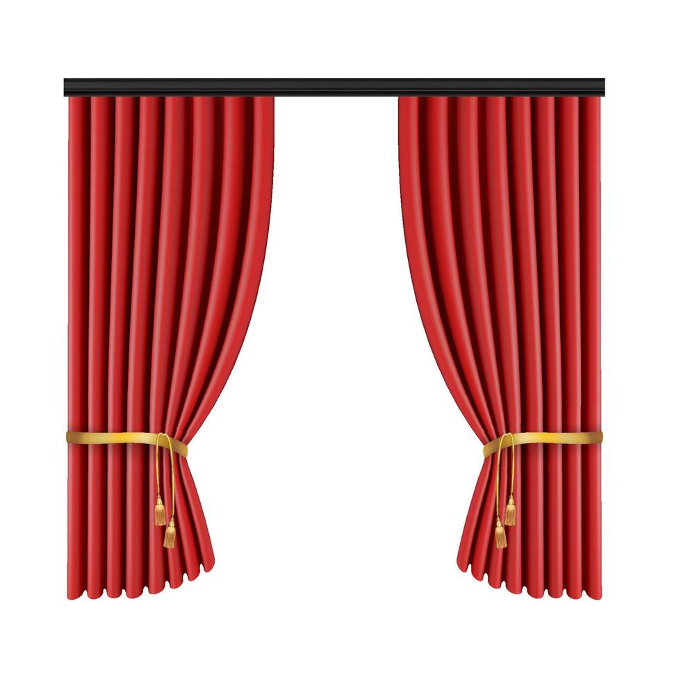 conjunto de cortinas rojas al escenario del teatro. ilustración vectorial de malla. vector