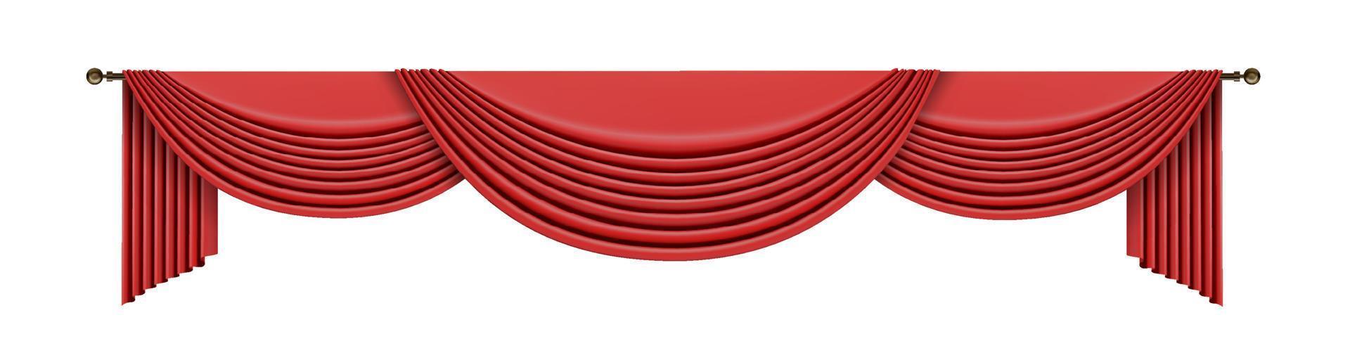 Set of red curtains to theater stage. Mesh vector illustration.