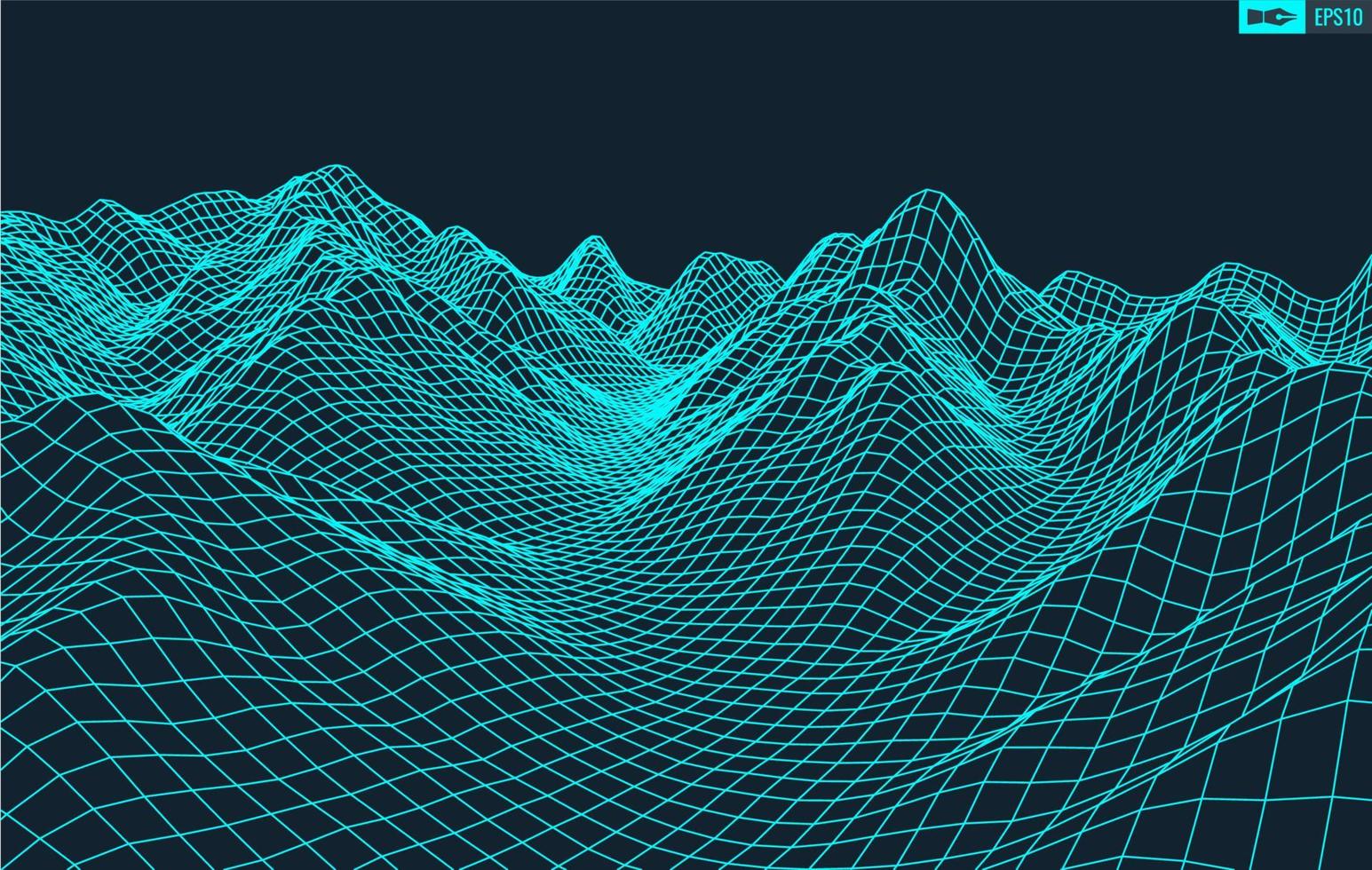 3d estructura alámbrica terreno gran angular eps10 vector