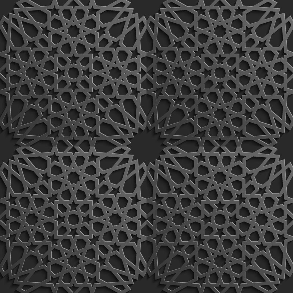 Seamless islamic pattern 3d . Traditional Arabic design element. vector
