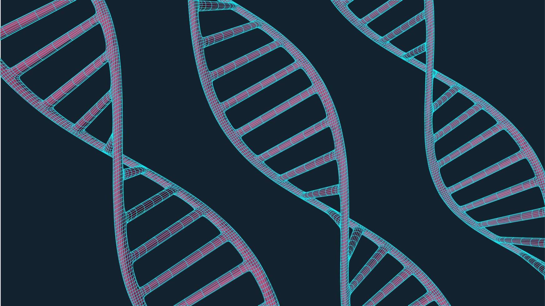 Grey DNA with polygon line on blue background. Polygonal space low poly with connecting dots and lines. Connection structure. Vector science background.