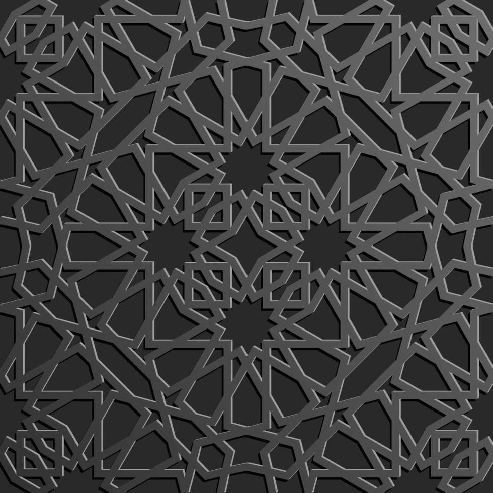 Seamless islamic pattern 3d . Traditional Arabic design element. vector