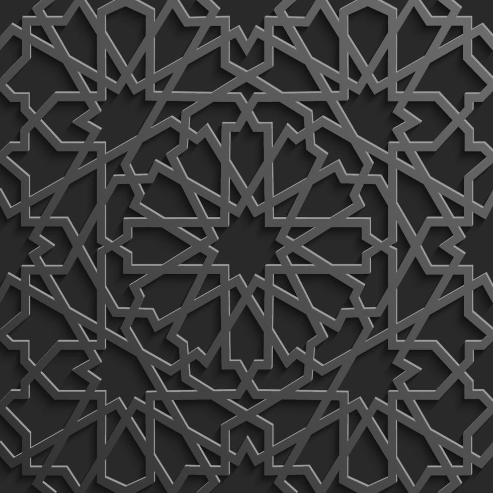 Seamless islamic pattern 3d . Traditional Arabic design element. vector