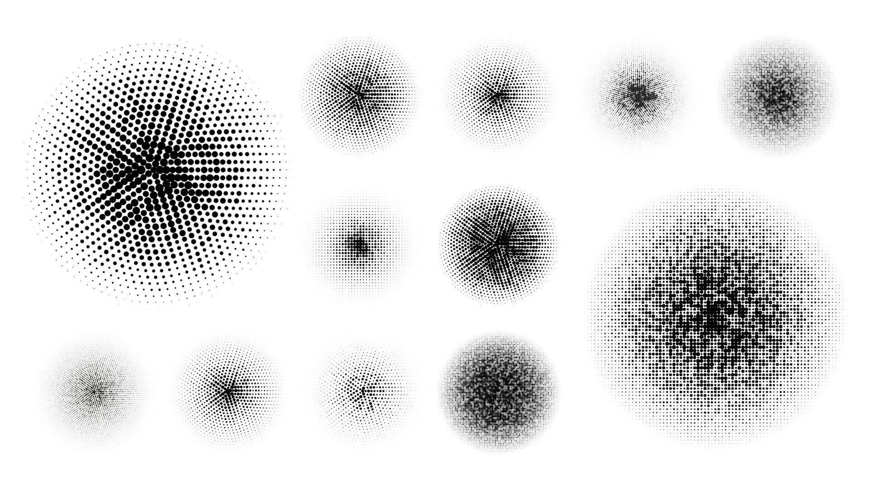 círculos de semitonos establecen vector. fondo retro de medios tonos. eps 10 vector
