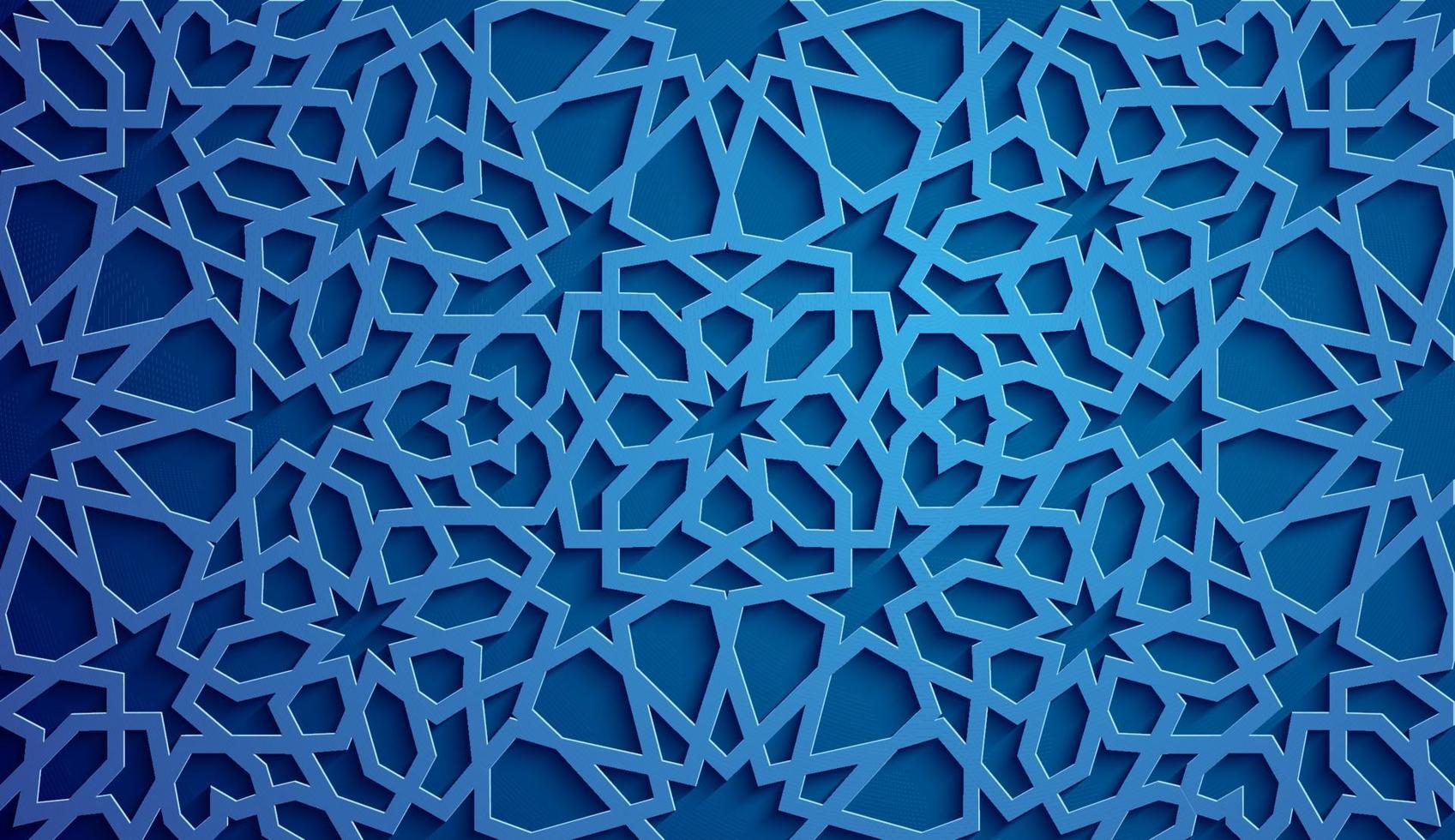 vector de ornamento islámico, motivo persa. Elementos de patrón redondo islámico de ramadán 3d. vector de símbolo árabe ornamental circular geométrico. fondo azul