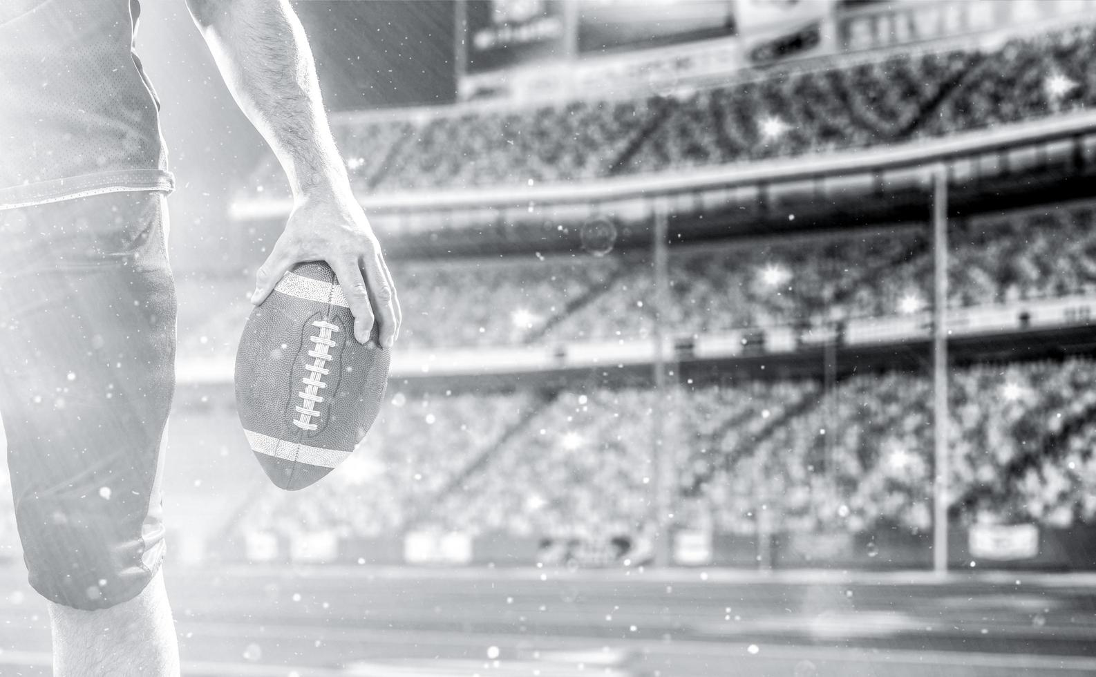 closeup American Football Player isolated on big modern stadium photo