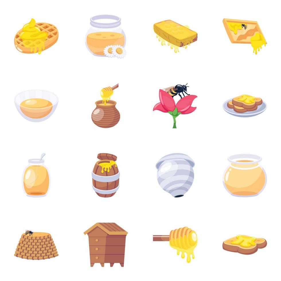 Set of Bumblebee Flat Icons vector