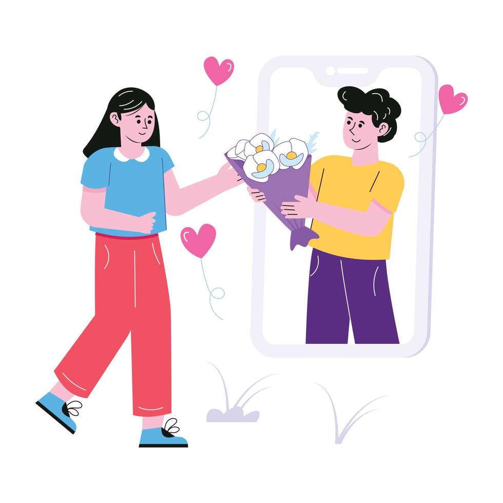 Romantic surprise vector illustration in flat style