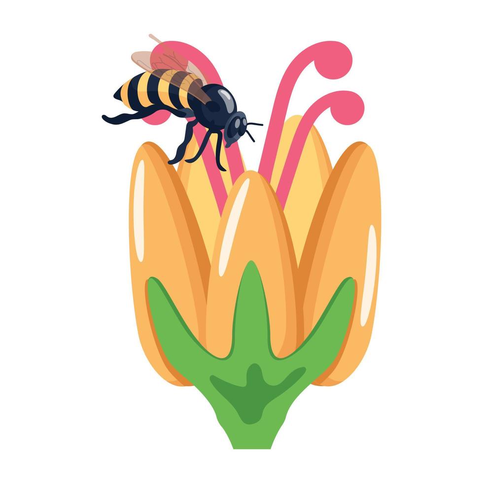 un icono plano cautivador de abeja flor vector