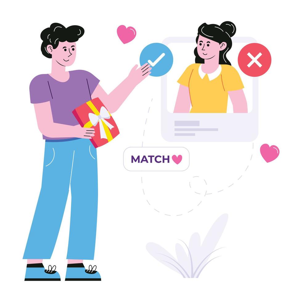 Romantic surprise vector illustration in flat style