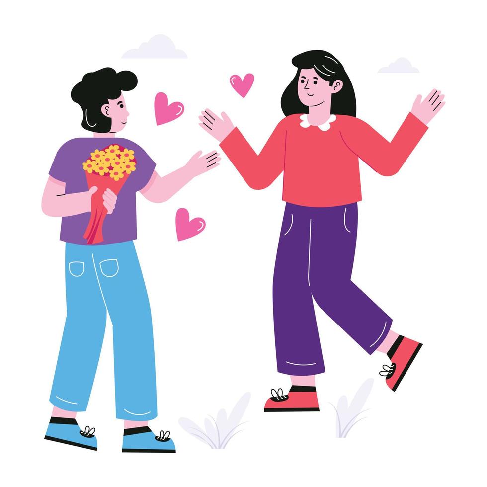 Ilustración de vector de sorpresa romántica en estilo plano