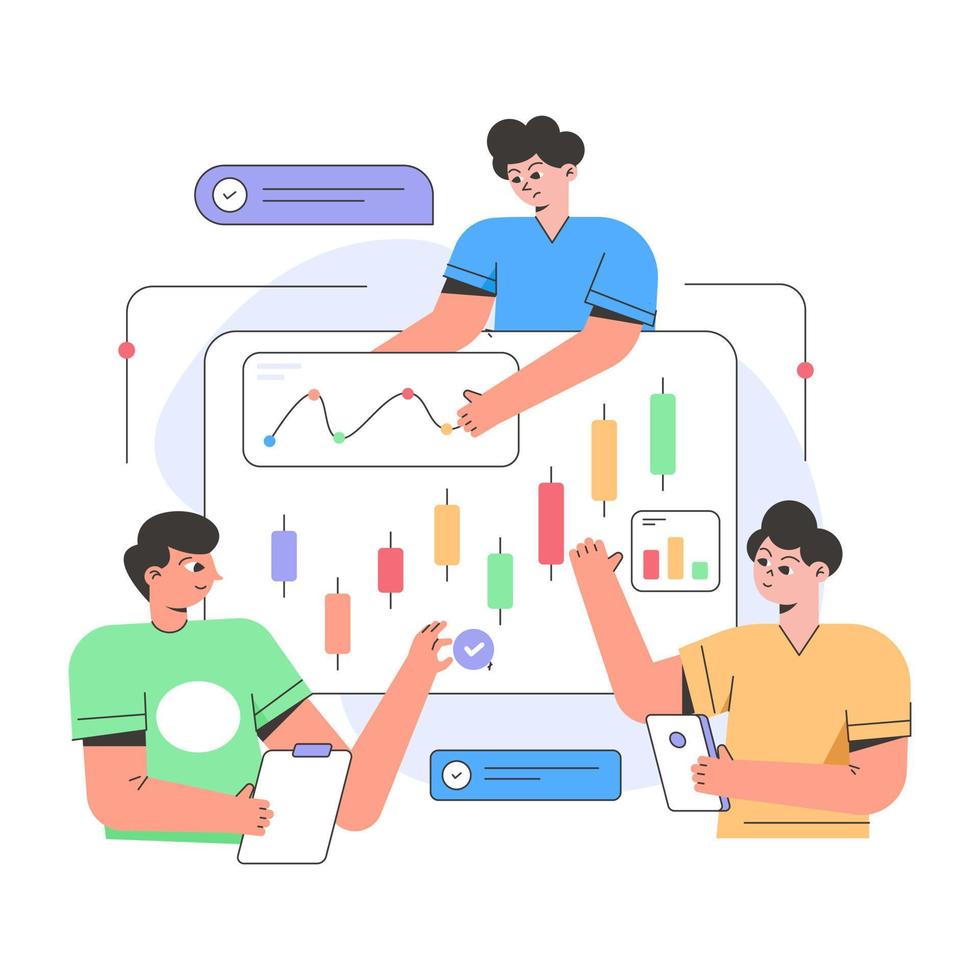 A flat illustration of business strategy vector