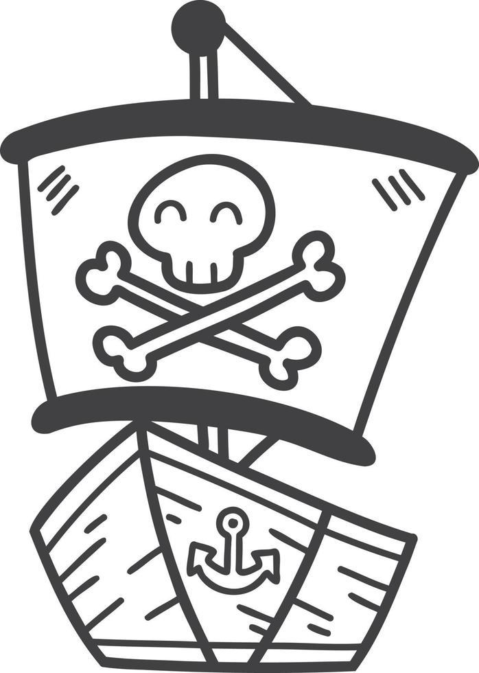 barco pirata de juguete dibujado a mano para niños ilustración vector