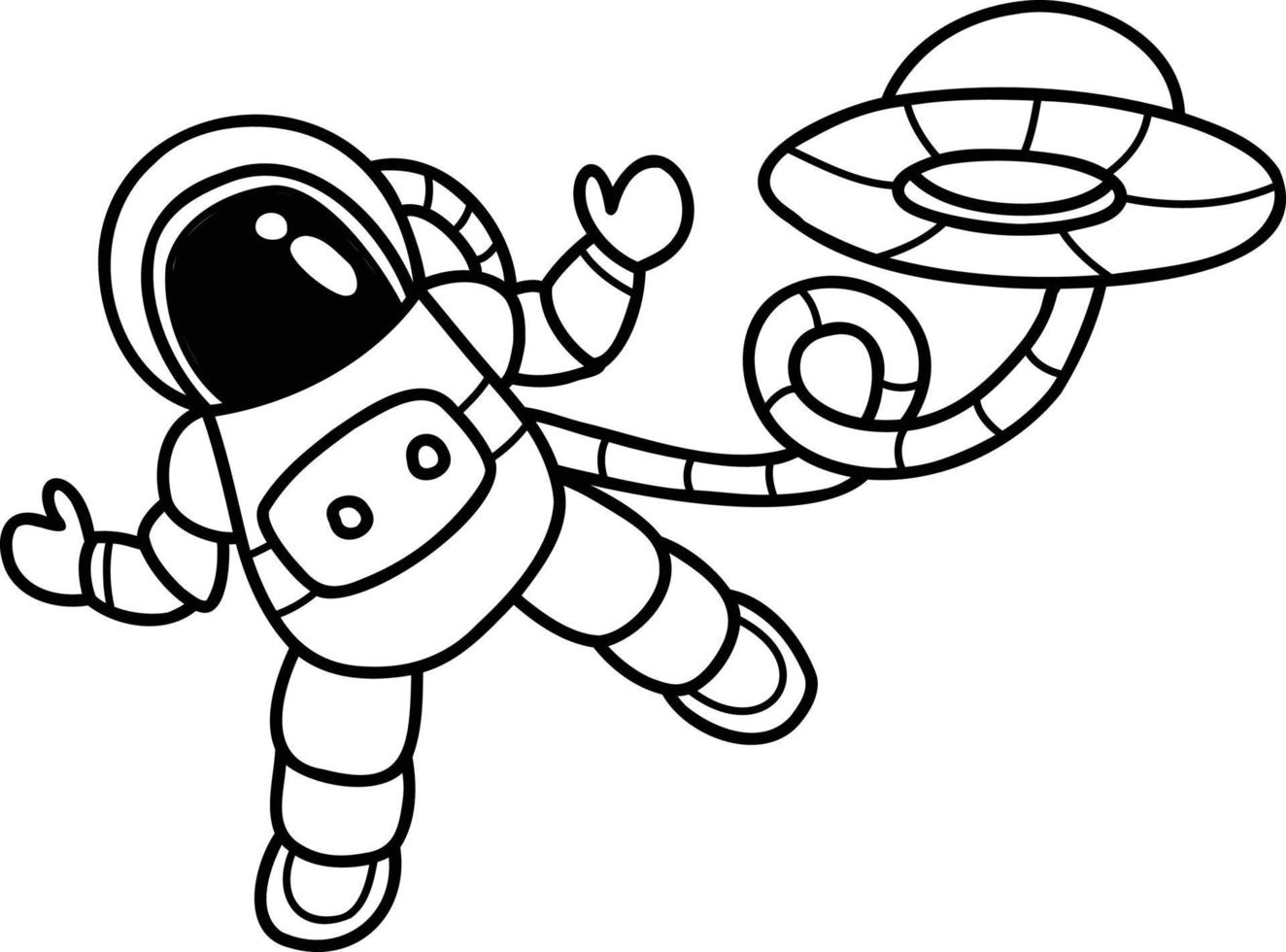 astronauta dibujado a mano flotando en la ilustración espacial vector