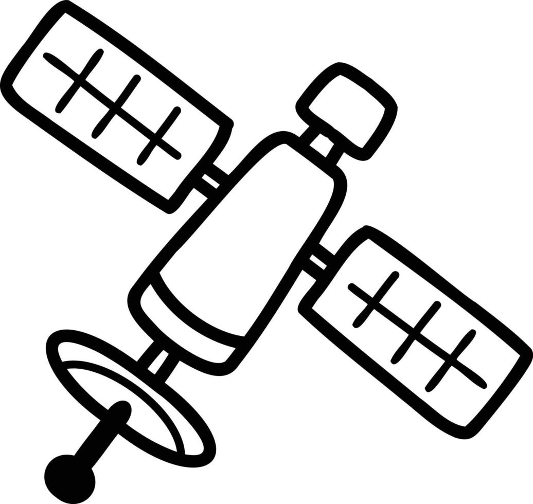 satélites dibujados a mano flotando en la ilustración espacial vector