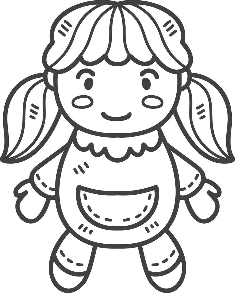 dibujado a mano ilustración de muñeca de niña vector