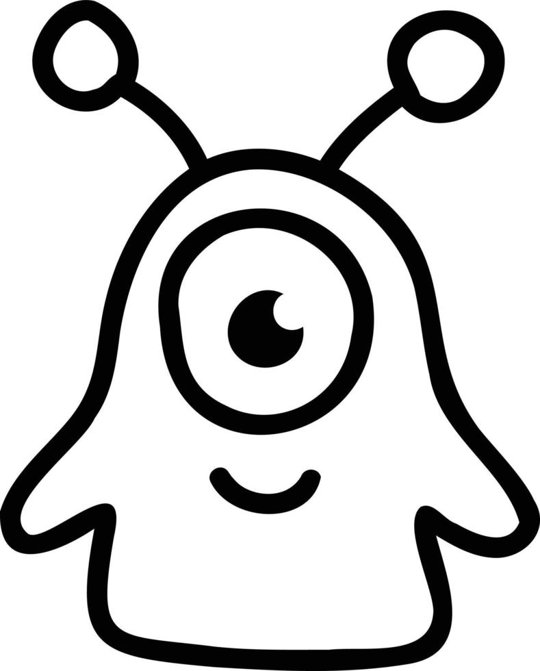 Hand Drawn cute one eyed alien illustration vector