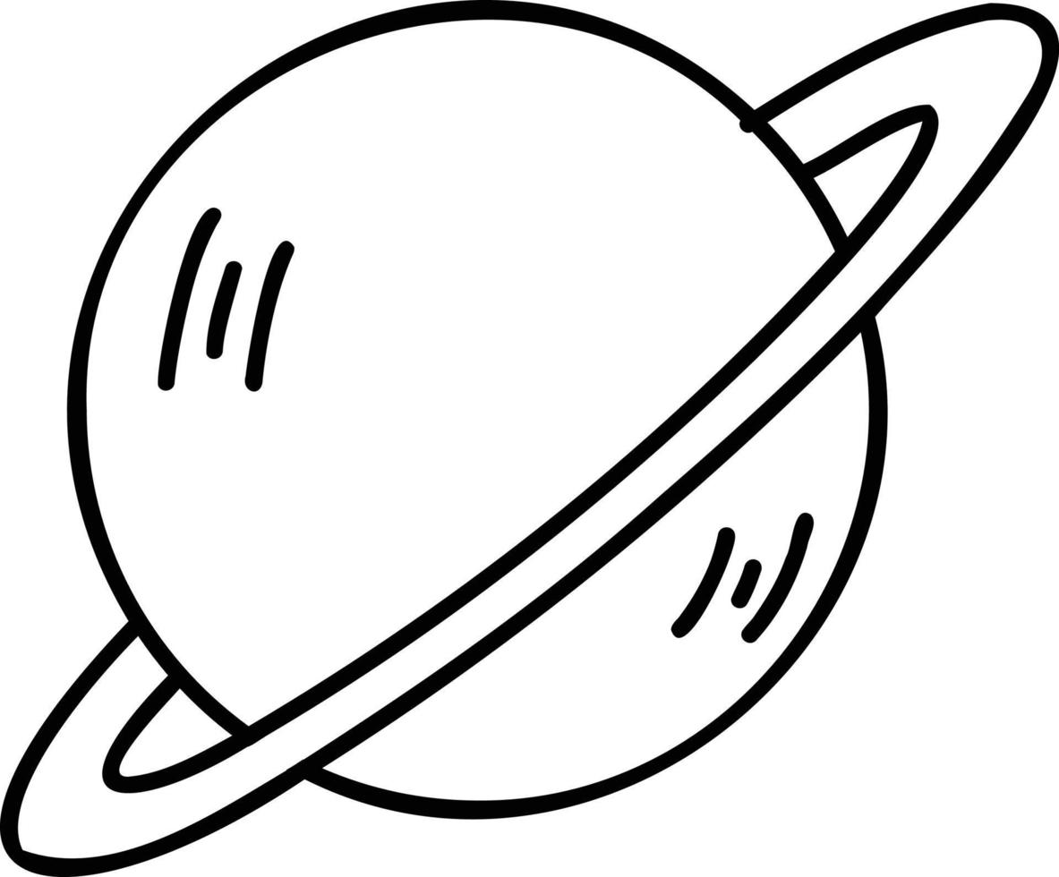 Hand Drawn Planets and rings floating in space illustration vector