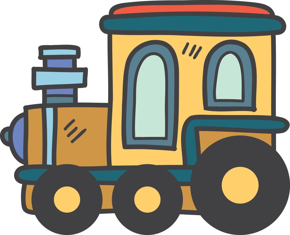 tren de juguete dibujado a mano para niños ilustración vector