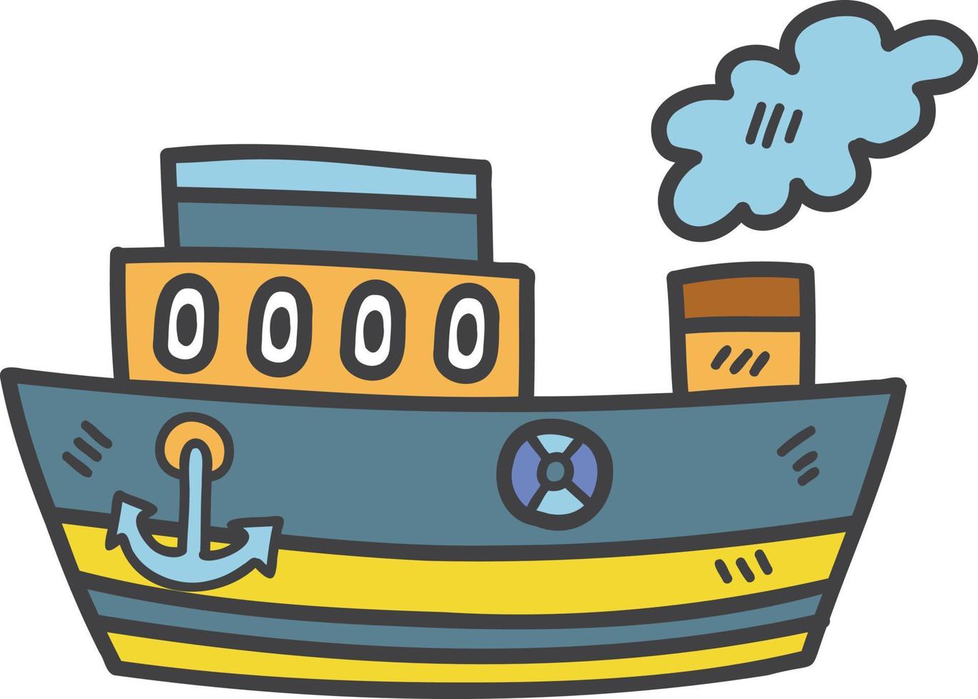 barco de juguete dibujado a mano para niños ilustración vector