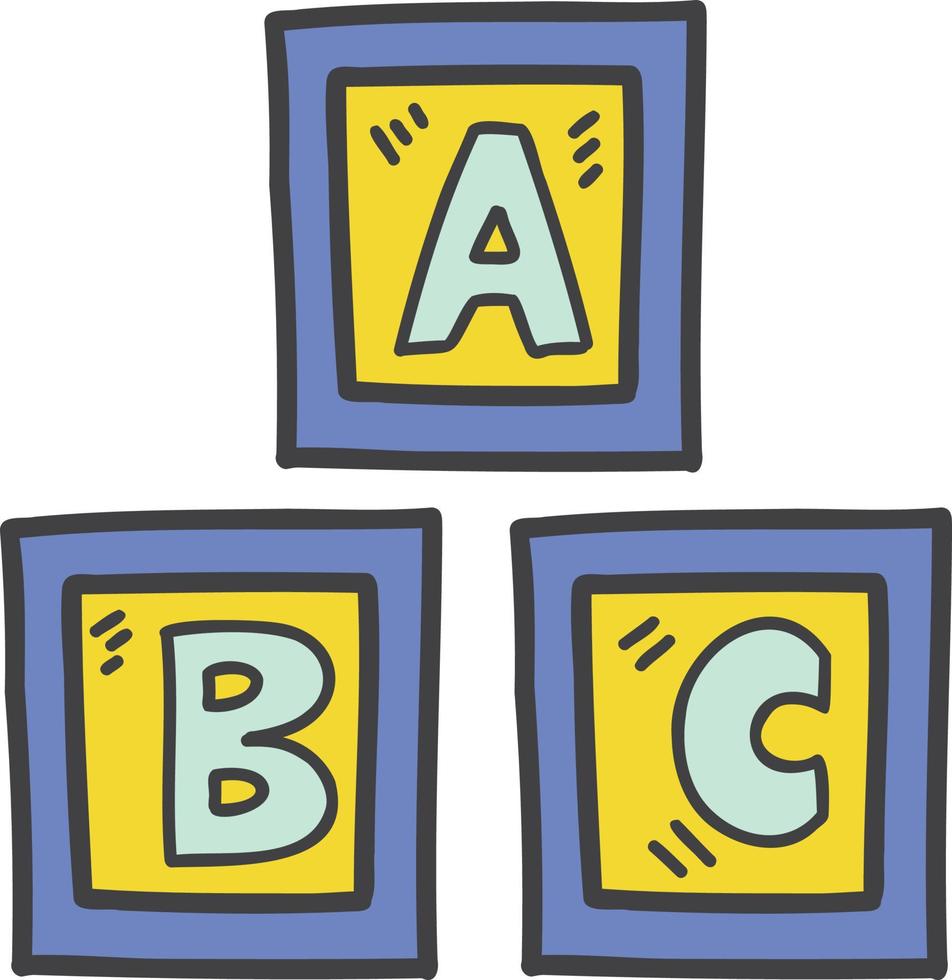 Hand Drawn block cube for kid illustration vector