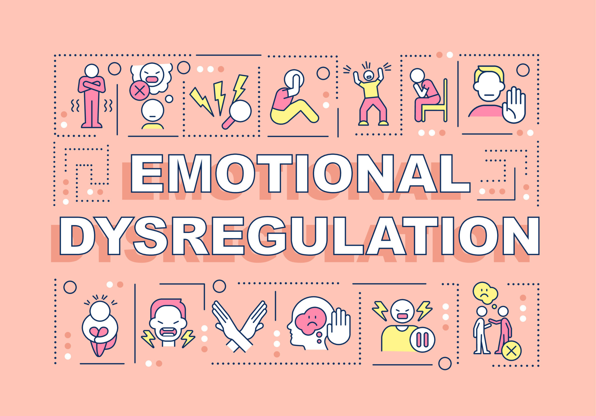 Emotional dysregulation word concepts pink banner. Behavior issues