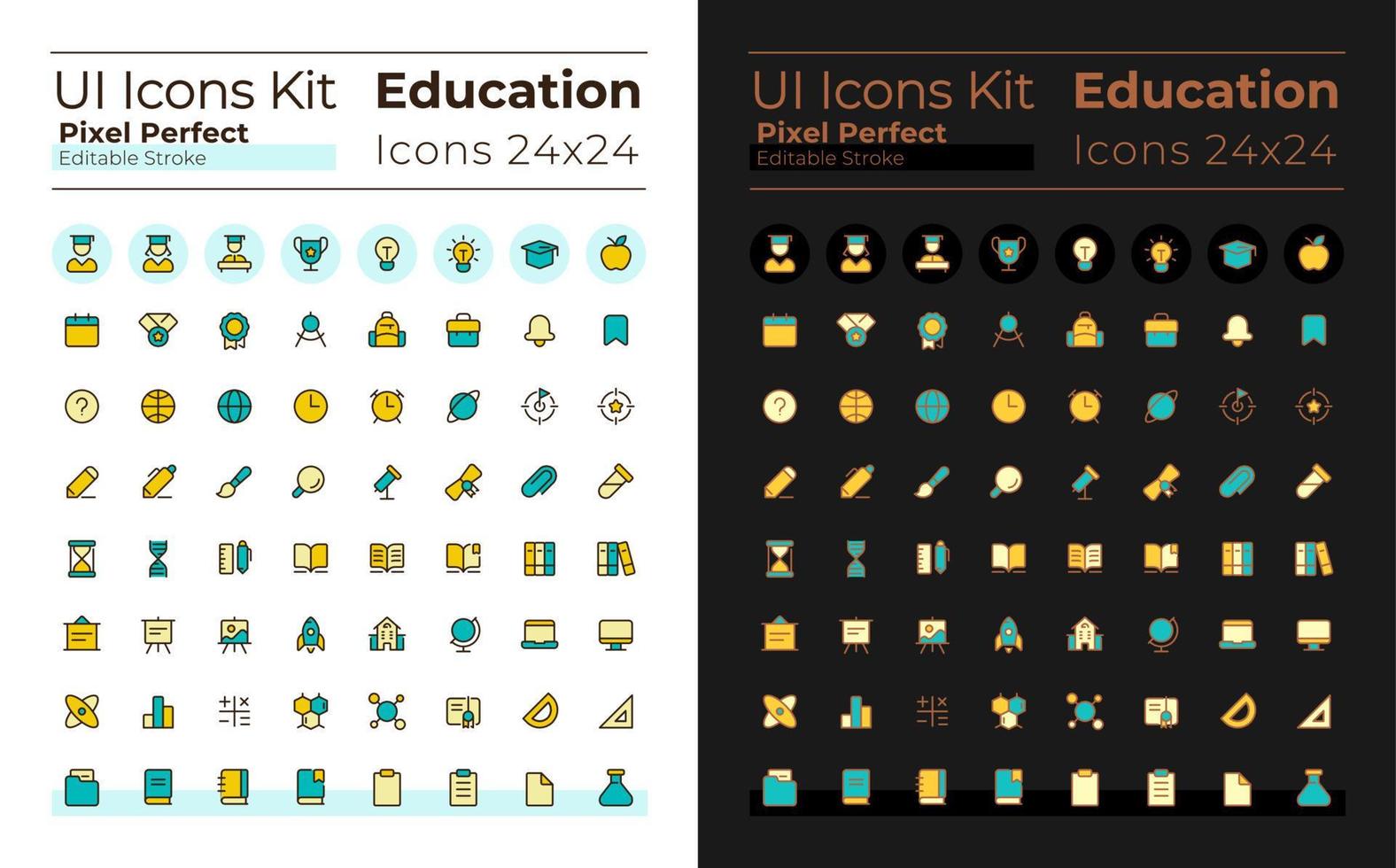 Distance education pixel perfect RGB color ui icons set for dark, light mode. E-learning. GUI, UX design for mobile app. Vector isolated pictograms. Editable stroke.