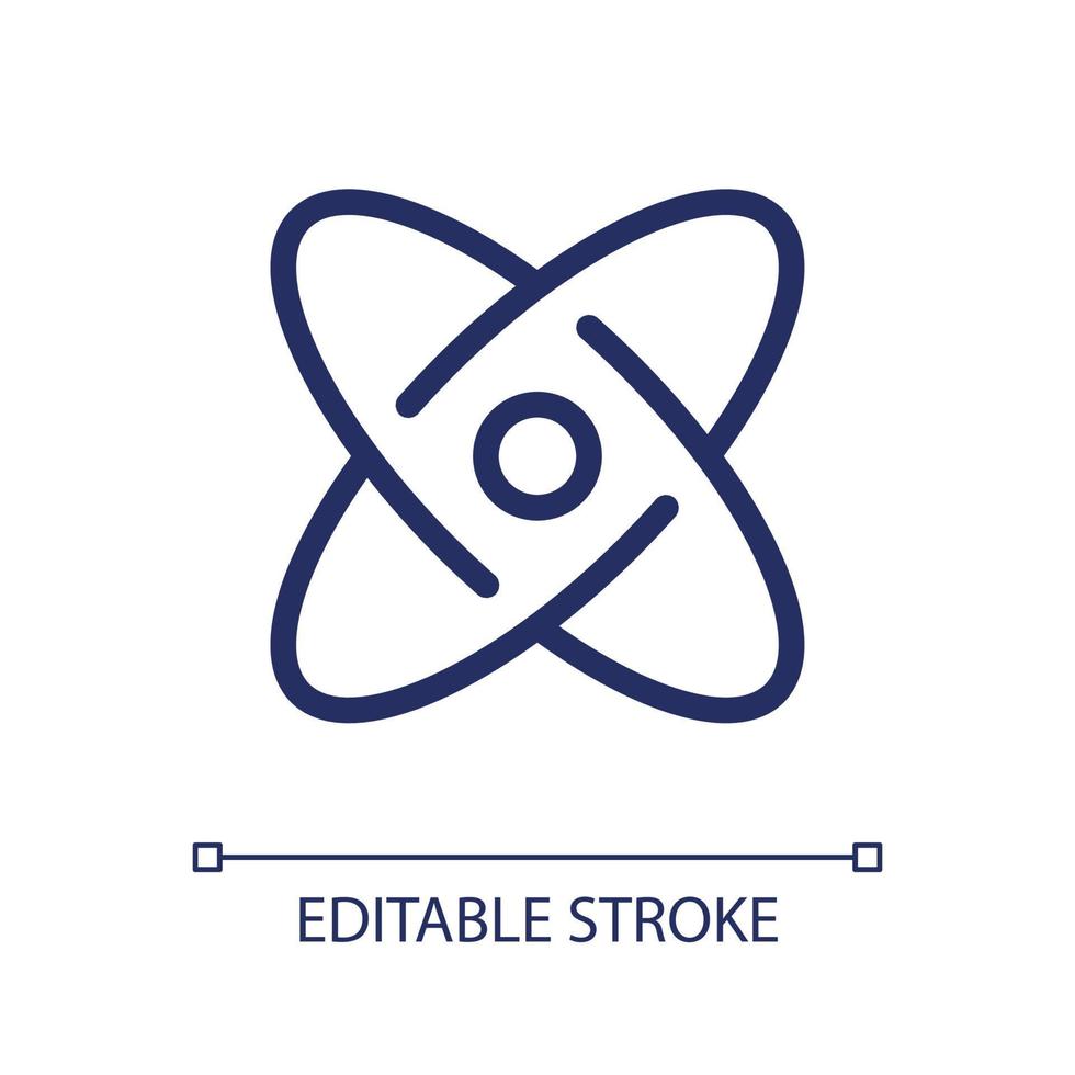 Science pixel perfect linear ui icon. Atomic structure. Physics and chemistry courses. GUI, UX design. Outline isolated user interface element for app and web. Editable stroke. vector